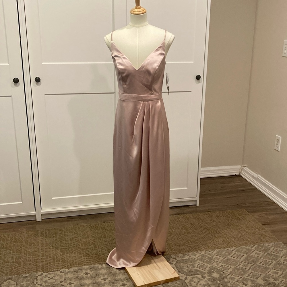 NWT XSCAPE WOMENS PINK SATIN TULIP-HEM FORMAL EVENING PROM DRESS GOWN Size 2